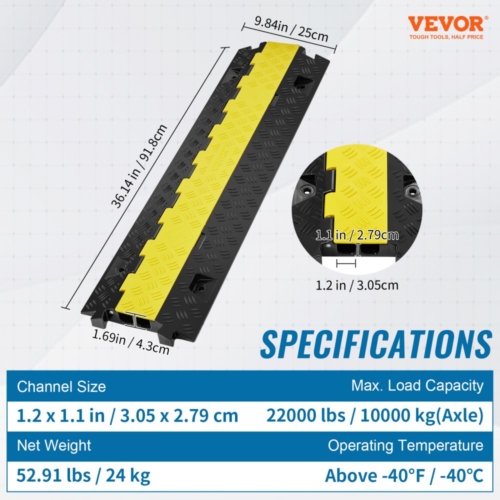 AMITOOLS 5PCs Cable Protector Ramp 2Channel 22000lbs Load TPU Wire Cable Cover Ramp