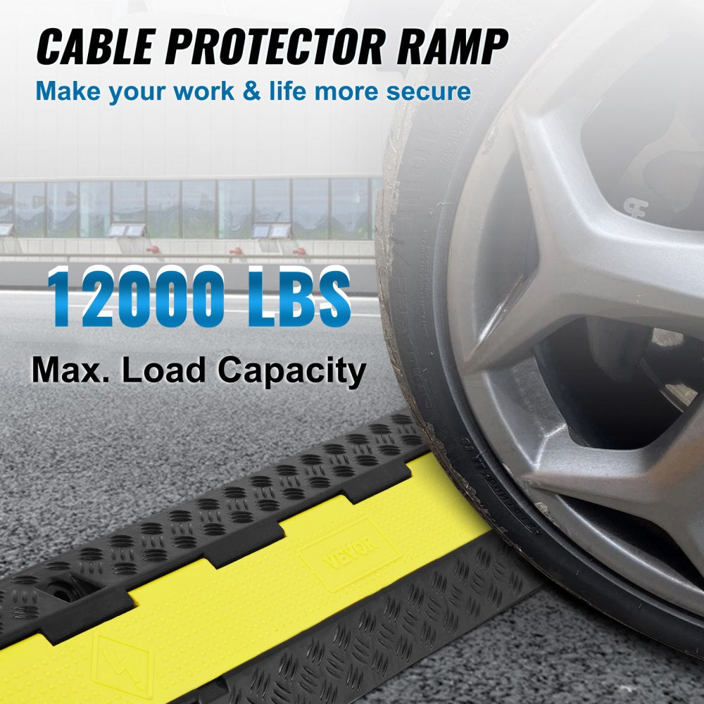 AMITOOLS 3 PCs Cable Protector Ramp 2 Channel 12000 lbs Load Wire Cable Cover Ramp