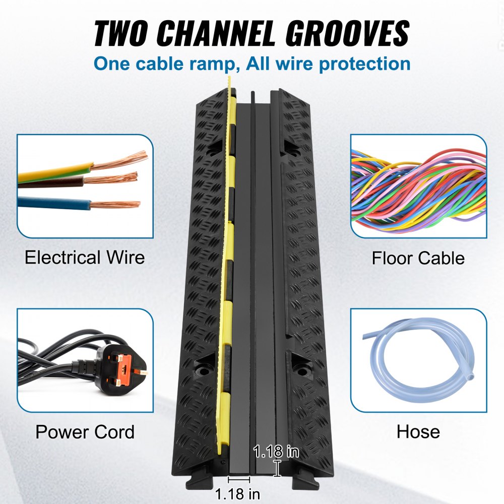 AMITOOLS 3 PCs Cable Protector Ramp 2 Channel 12000 lbs Load Wire Cable Cover Ramp