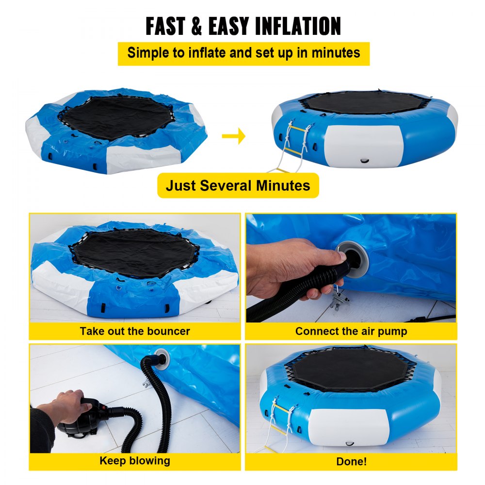 AMITOOLS10Ft Diameter Inflatable Water Trampoline Bounce Swim Platform Lake Toy