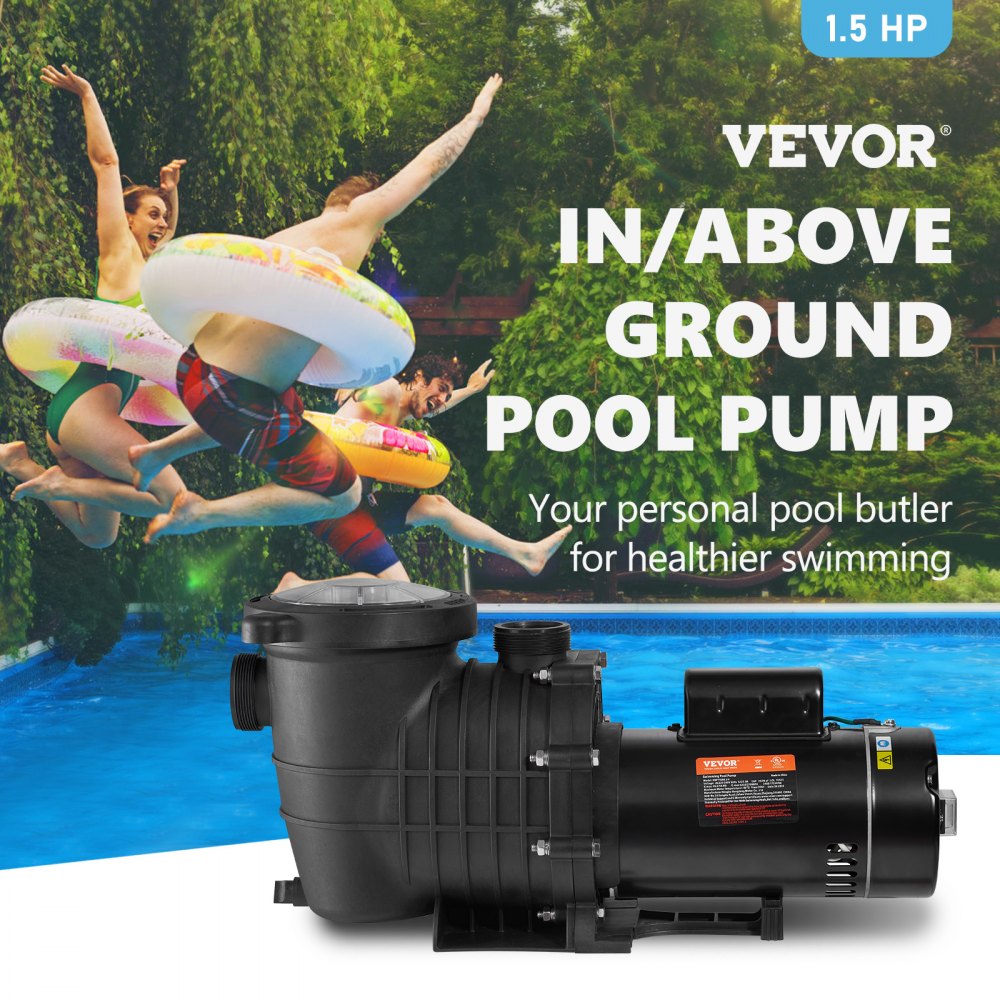 AMITOOLS Pool Pump 1.5HP 230V, Variable Dual Speed Pumps 1100W for Above Ground Pool, Powerful Self-priming Pump w/ Strainer Filter Basket, 5400 GPH Max. Flow, Energy Saving Swimming Pool Pump