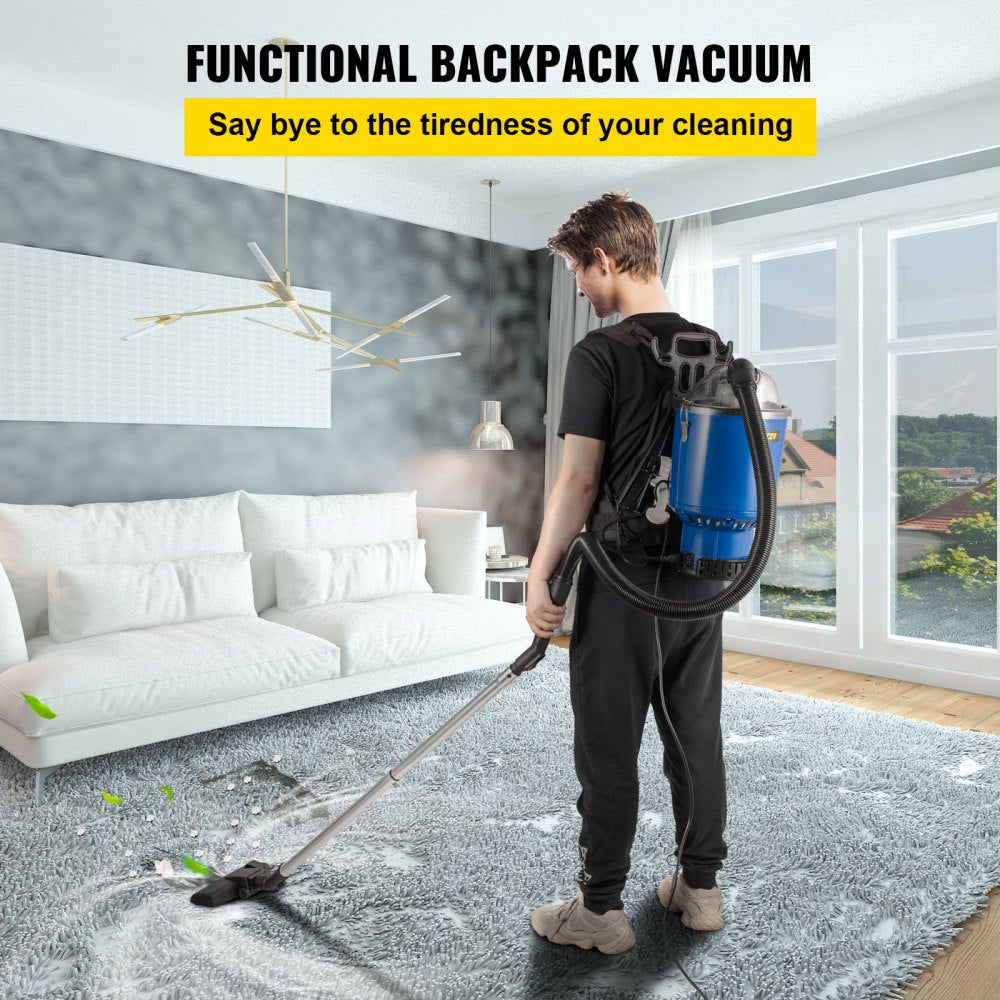 AMITOOLS Backpack Vacuum, 3.6qt Backpack Vacuum Cleaner, 5-IN-1 Lightweight Backpack Vacuum, HEPA Filtration Vacuum Backpack, Commercial Industrial Backpack Vacuum with Telescoping Wand, Tool Kit, Corded