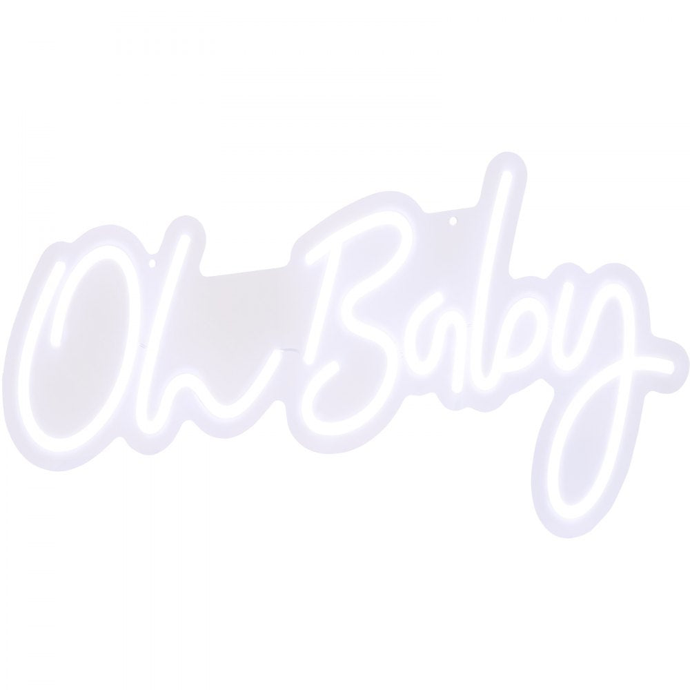 AMITOOLS Oh Baby Neon Sign for Wall Decor, with Remote Control and Dimmable Switch for Baby Shower decorations, Birthday Party, Wedding Decor, 20x10 inches (White)