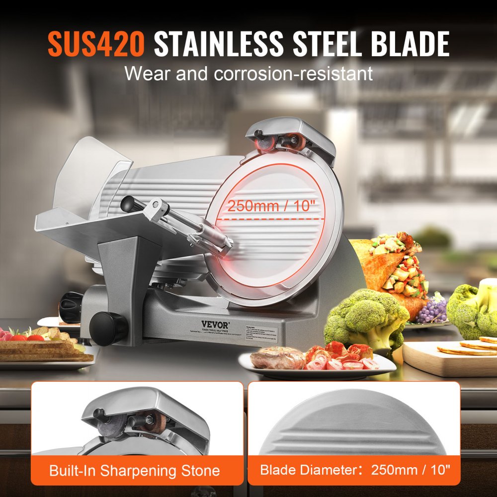 AMITOOLS Meat Slicer, 340W Electric Deli Food Slicer with 10