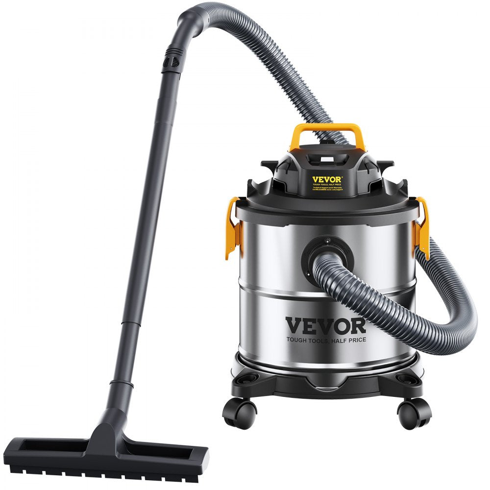 AMITOOLS Stainless Steel Wet Dry Shop Vacuum, 5.5 Gallon 6.5 Peak HP Wet/Dry Vac, Powerful Suction with Blower Function w/ Attachment 2-in-1 Crevice Nozzle, Small Vac Perfect for Carpet Debris, Pet Hair