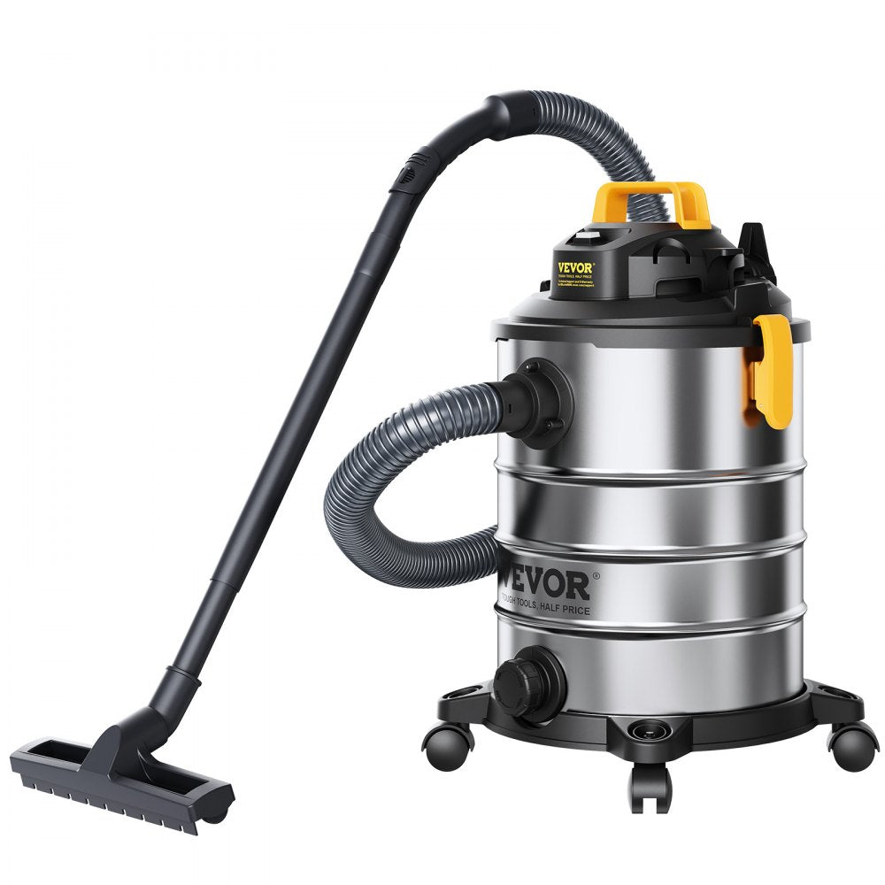 AMITOOLS Stainless Steel Wet Dry Shop Vacuum, 8 Gallon 6 Peak HP Wet/Dry Vac, Powerful Suction with Blower Function w/ Attachment 2-in-1 Crevice Nozzle, Small Shop Vac Perfect for Carpet Debris, Pet Hair