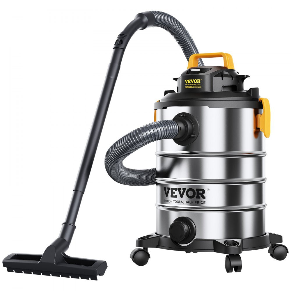 AMITOOLS Stainless Steel Wet Dry Shop Vacuum, 8 Gallon 6 Peak HP Wet/Dry Vac, Powerful Suction with Blower Function w/ Attachment 2-in-1 Crevice Nozzle, Small Shop Vac Perfect for Carpet Debris, Pet Hair