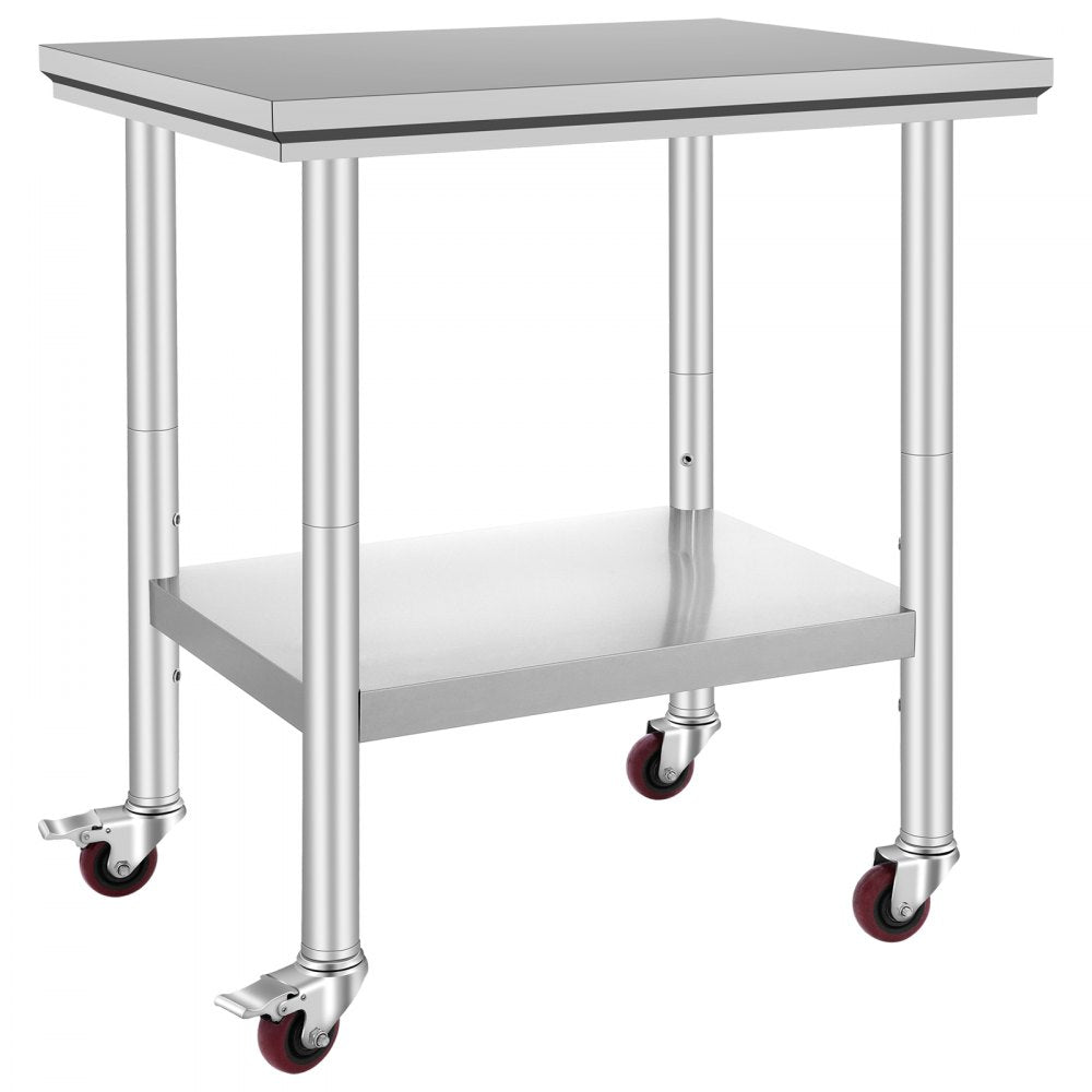 AMITOOLS Stainless Steel Work Table with Wheels 24 x 30 Prep Table with casters Heavy Duty Work Table for Commercial Kitchen Restaurant Business (24 x 30 x 33.8 Inch)