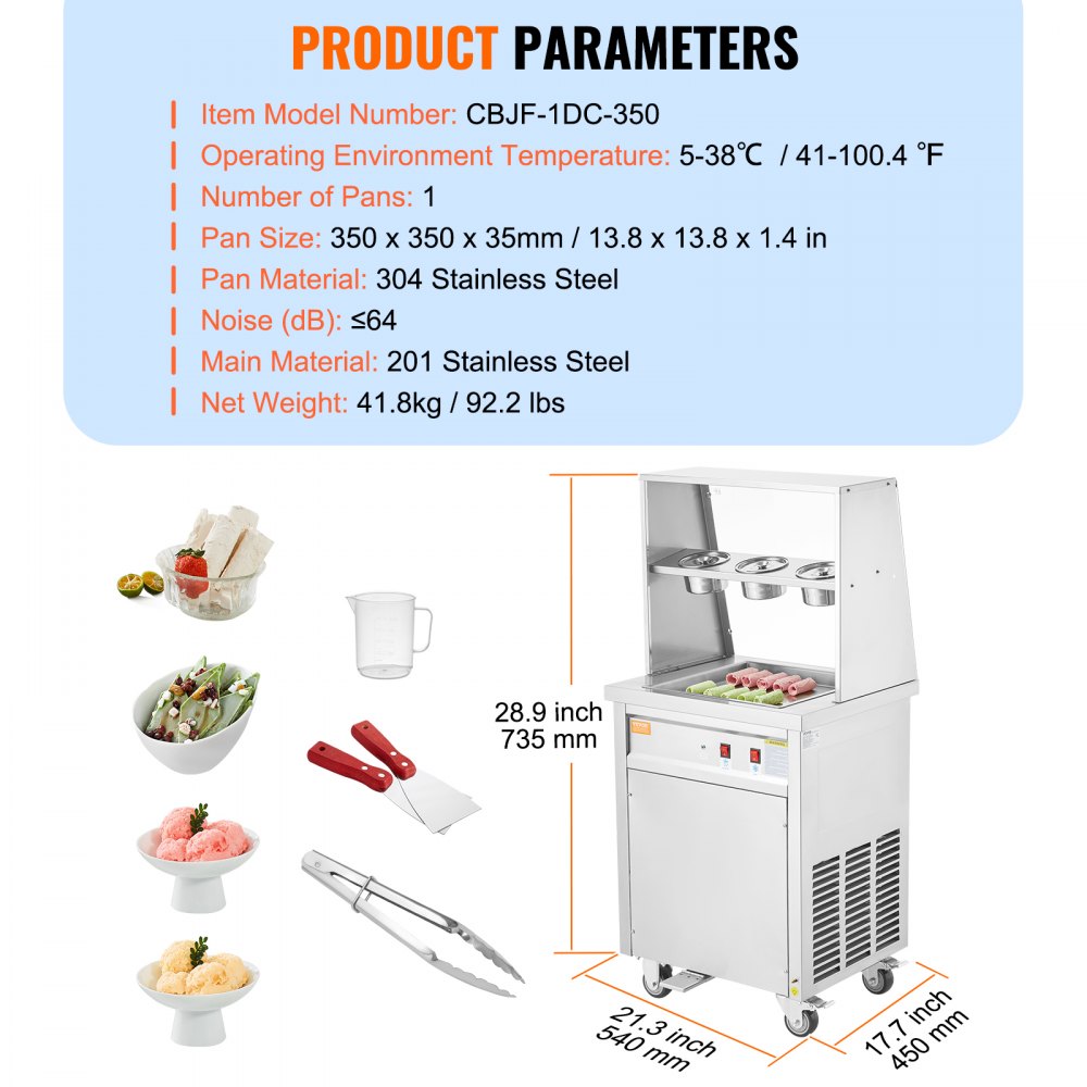 AMITOOLS Fried Ice Cream Roll Machine, 13.8