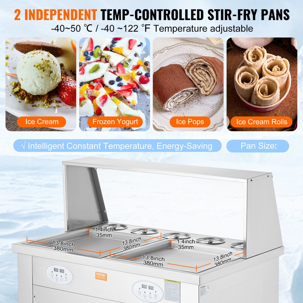 AMITOOLS Fried Ice Cream Roll Machine, 2Pcs 13.8