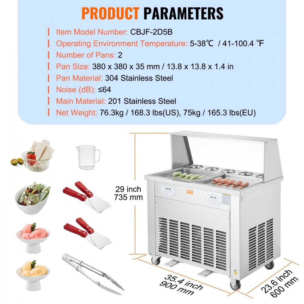 AMITOOLS Fried Ice Cream Roll Machine, 2Pcs 13.8