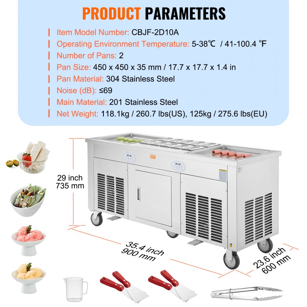 AMITOOLS Fried Ice Cream Roll Machine, 2Pcs 17.7