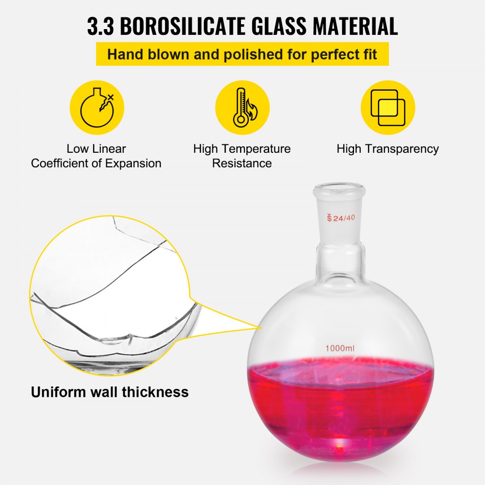 AMITOOLS New Laboratory Glassware 24/40 Chemistry Glassware 32PCS Chemistry Lab Glassware Kit 250 1000ml for Distillations Separation Purification Synthe（24/40, 32PCS）