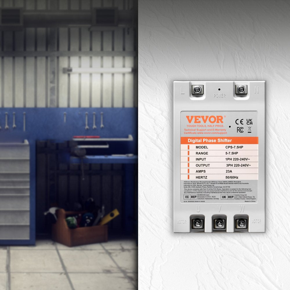 AMITOOLS 3 Phase Converter- 7.5HP 23A 220V Single Phase to 3 Phase Converter, Digital Phase Shifter for Residential & Light Commercial Use, 220V-240V Input/Output (One Converter Must Be Used on One Motor Only)