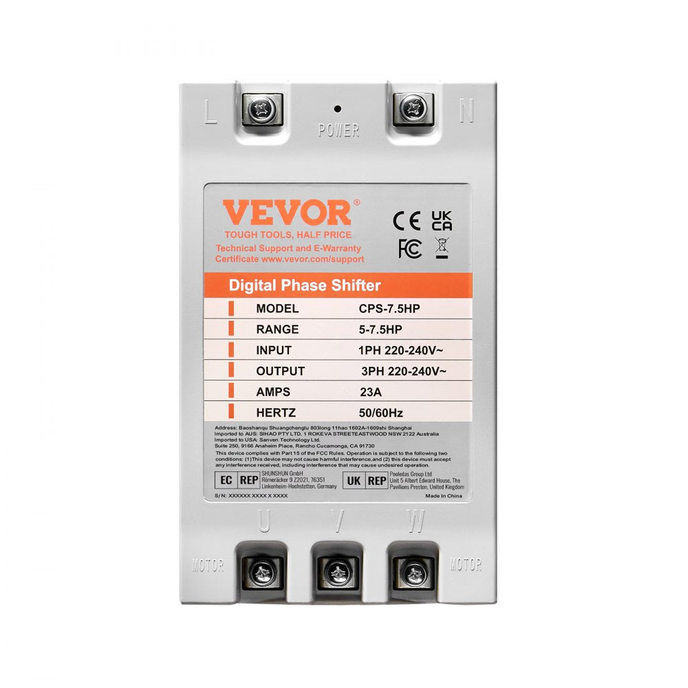 AMITOOLS 3 Phase Converter- 7.5HP 23A 220V Single Phase to 3 Phase Converter, Digital Phase Shifter for Residential & Light Commercial Use, 220V-240V Input/Output (One Converter Must Be Used on One Motor Only)