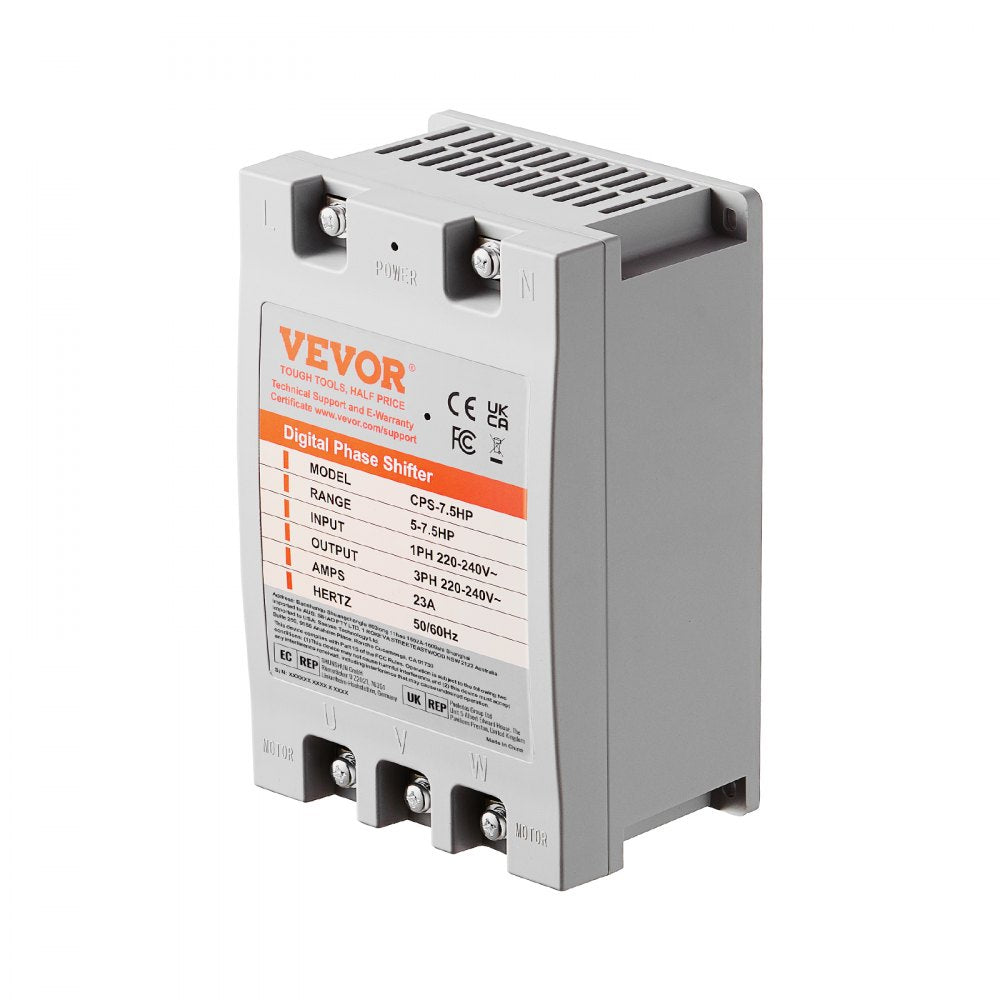 AMITOOLS 3 Phase Converter- 7.5HP 23A 220V Single Phase to 3 Phase Converter, Digital Phase Shifter for Residential & Light Commercial Use, 220V-240V Input/Output (One Converter Must Be Used on One Motor Only)