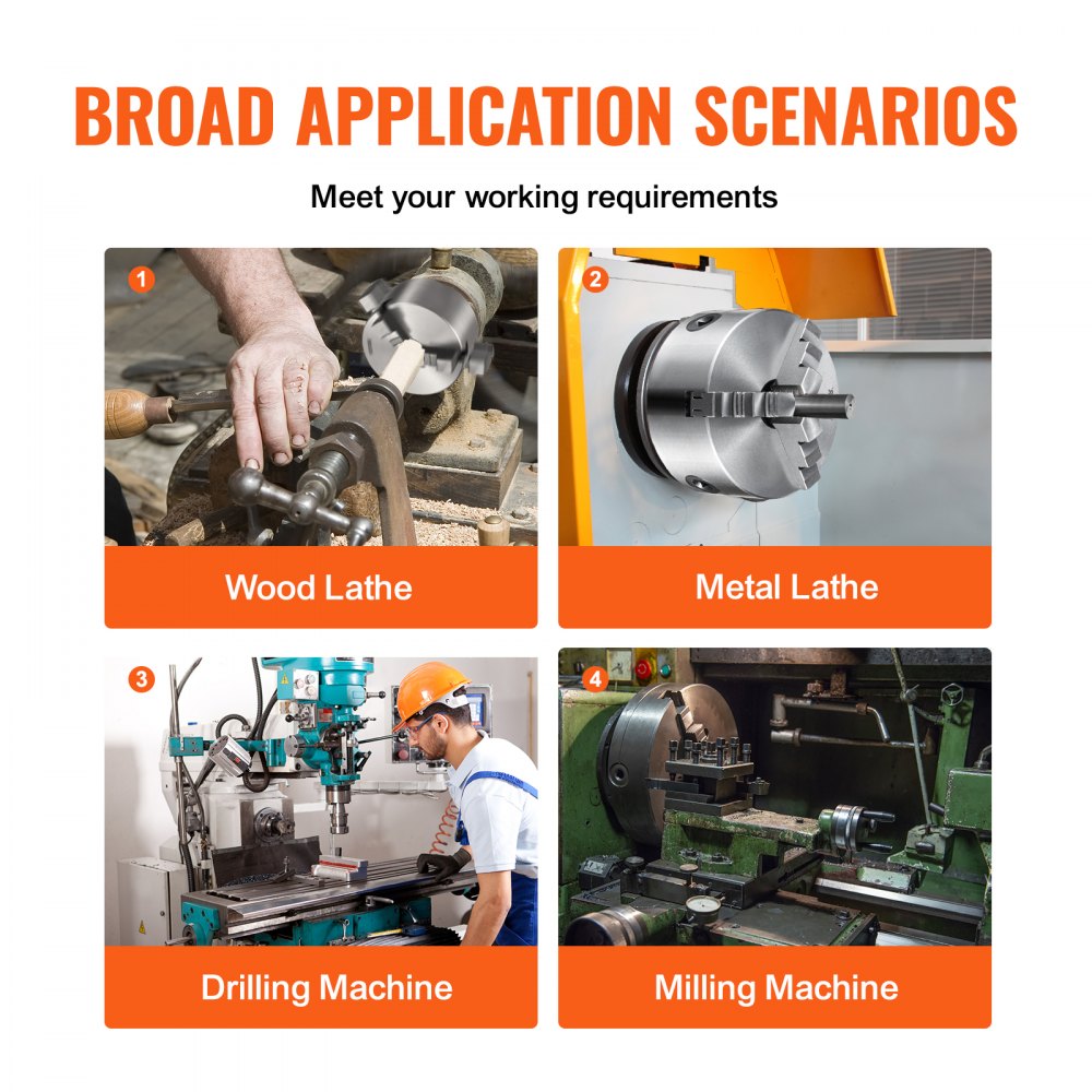 AMITOOLS 3-Jaw Lathe Chuck, 4'', Self-Centering Lathe Chuck, 0.08-4 in/2 -100 mm Clamping Range with T-key Fixing Screws Reversible Jaws, for Lathe 3D Printer Machining Center Milling Drilling Machine