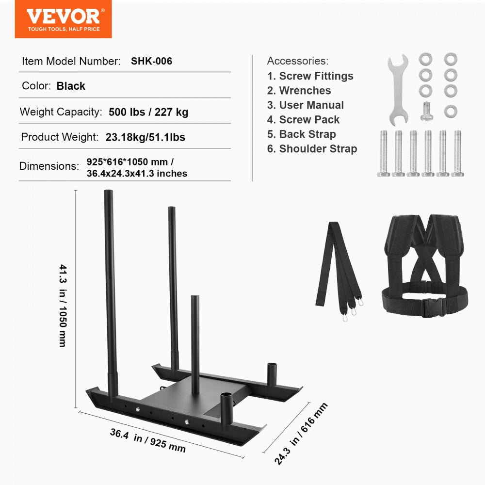 AMITOOLS Weight Training Sled, Pull Push Power Sled, Fitness Strength Resistance Training, Steel Workout Equipment for Athletic Exercise & Speed Improvement, Suitable for 2