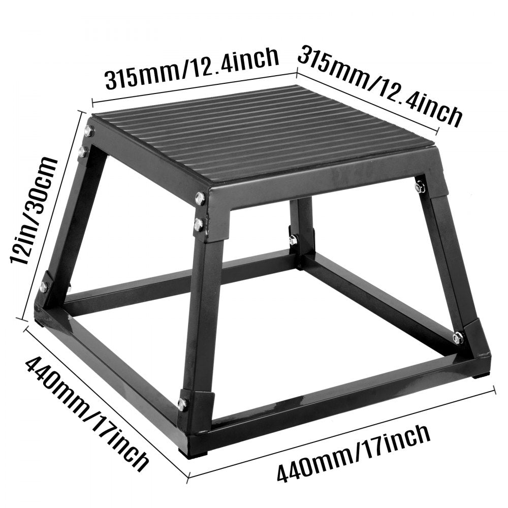 AMITOOLS Plyometric Platform Box 12/18/24 Inch Fitness Exercise Jump Box Step Plyometric Box Jump for Exercise Fit Training (12inch /Black)