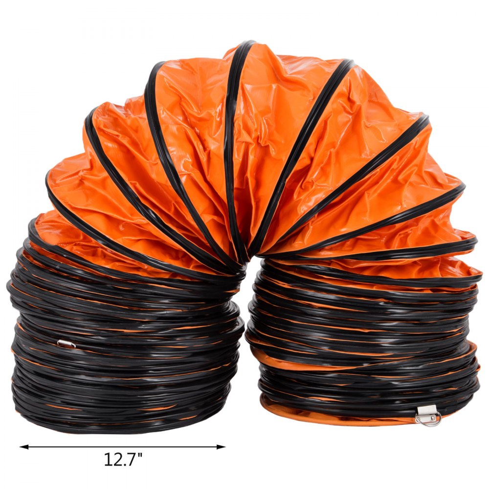 AMITOOLS 16 FT PVC Flexible Duct Hosing for 12 INCH Exhaust Fan, Orange