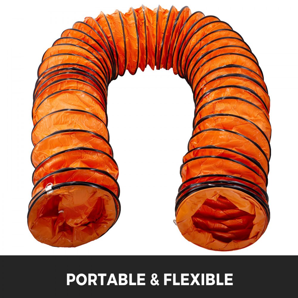 AMITOOLS 25ft Ducting Hose, PVC Flexible Duct Hosing with S Hook & Steel Support for 8inch Utility Blower