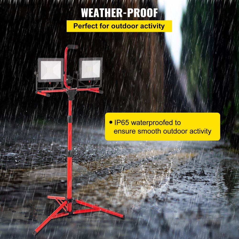 AMITOOLS LED Work Light with Stand, 10000 Lumen Dual-head LED Work Light with 27.6