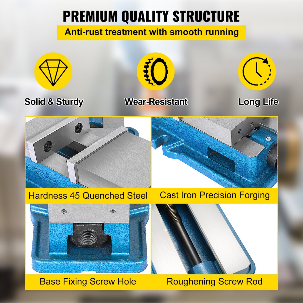 AMITOOLS Milling Vise 3 Inch,Mill Vise Ductile Iron Precision Lock Down Vise,Heavy Duty Milling Machine Vise,for Milling, Drilling Machine and Precision Parts Finishing