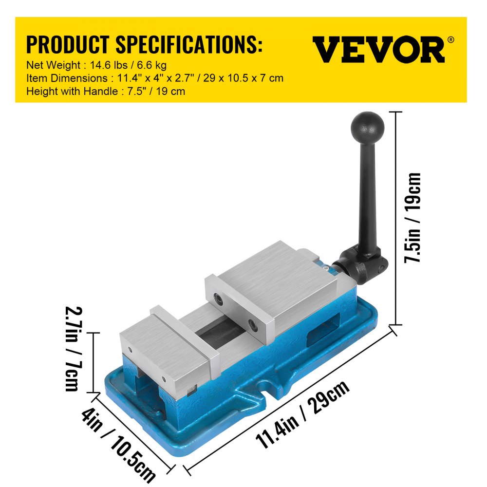 AMITOOLS Milling Vise 3 Inch,Mill Vise Ductile Iron Precision Lock Down Vise,Heavy Duty Milling Machine Vise,for Milling, Drilling Machine and Precision Parts Finishing