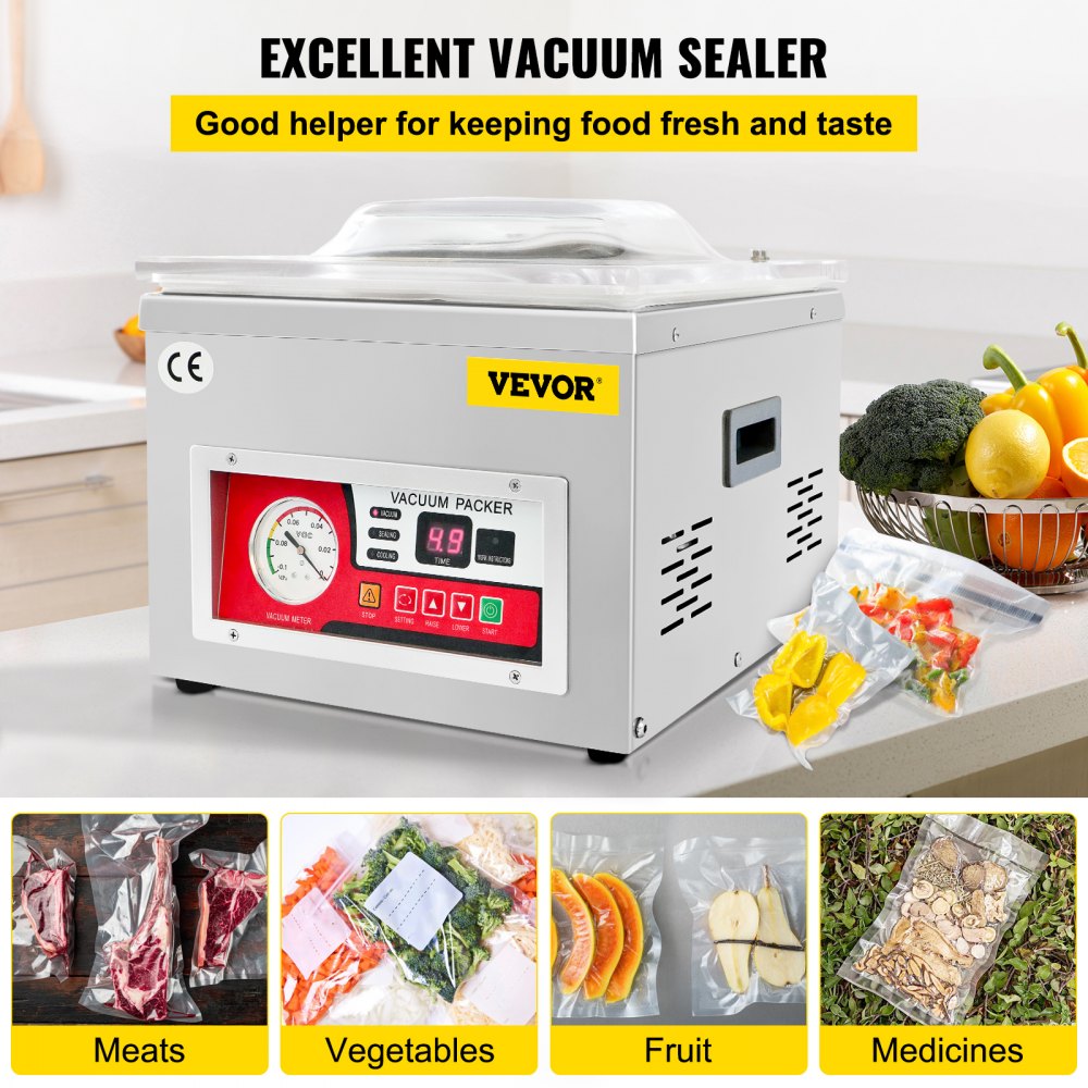 AMITOOLS Chamber Vacuum Sealer, 260W Sealing Power, Vacuum Packing Machine for Wet Foods, Meats, Marinades and More, Compact Size with 15.7