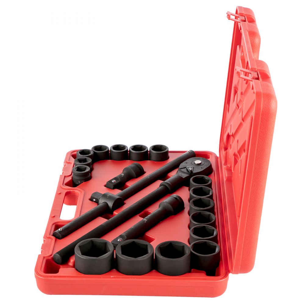 AMITOOLS Impact Socket Set 3/4 Inches 21 Piece Standard Impact Sockets, Socket Assortment 3/4 Inches Drive Socket Set Impact Standard SAE Sizes 3/4 Inches to 2 Inches Includes Adapters and Ratchet Handle