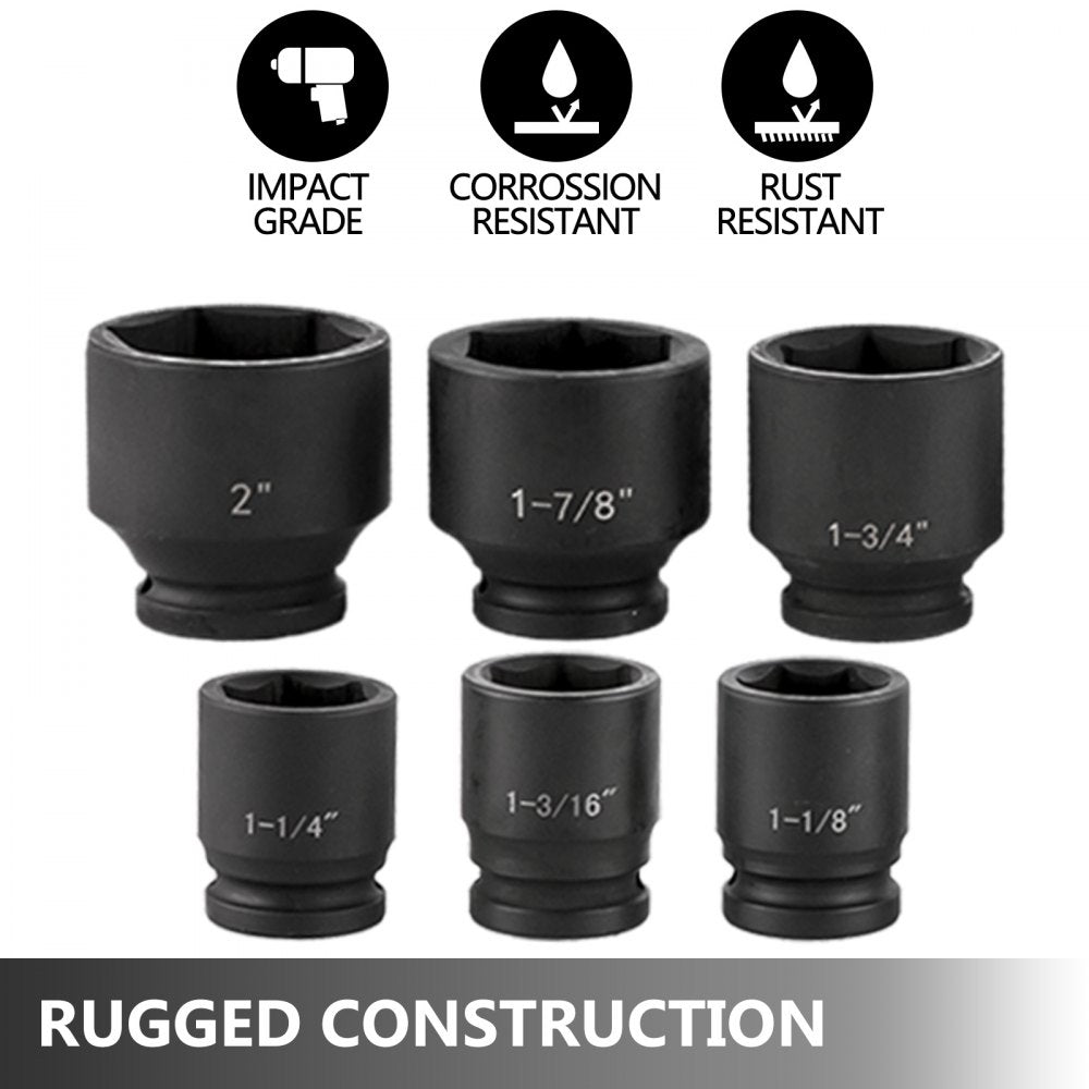 AMITOOLS Impact Socket Set 3/4 Inches 21 Piece Standard Impact Sockets, Socket Assortment 3/4 Inches Drive Socket Set Impact Standard SAE Sizes 3/4 Inches to 2 Inches Includes Adapters and Ratchet Handle