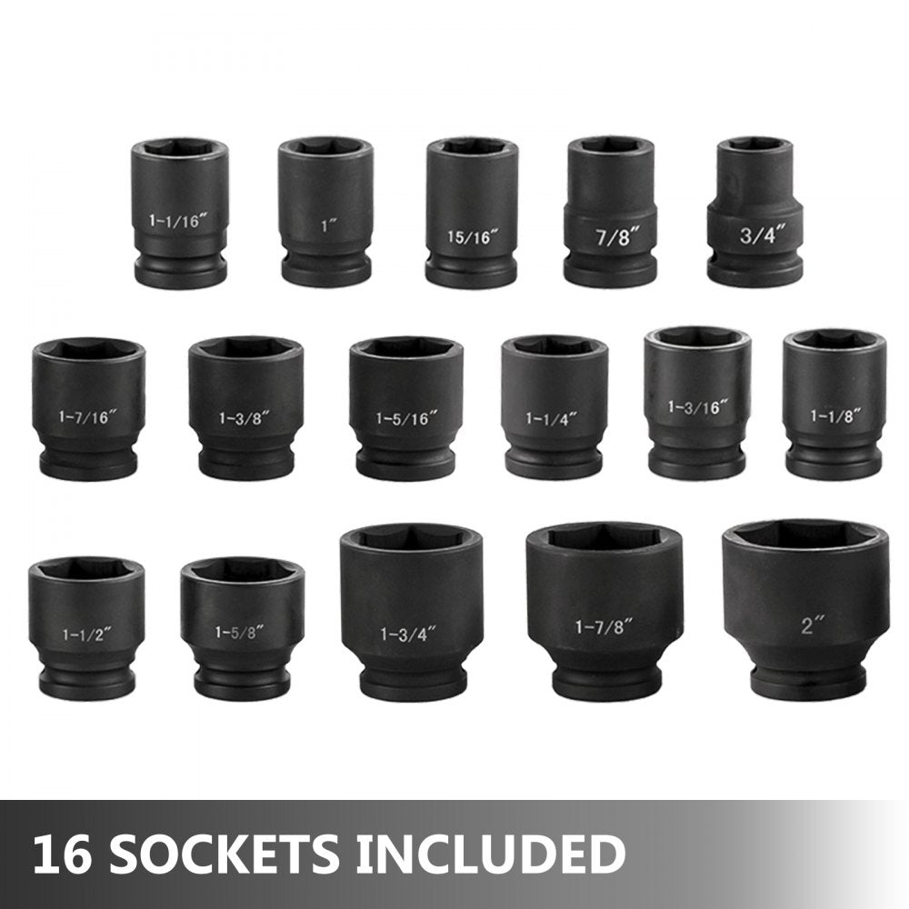 AMITOOLS Impact Socket Set 3/4 Inches 21 Piece Standard Impact Sockets, Socket Assortment 3/4 Inches Drive Socket Set Impact Standard SAE Sizes 3/4 Inches to 2 Inches Includes Adapters and Ratchet Handle