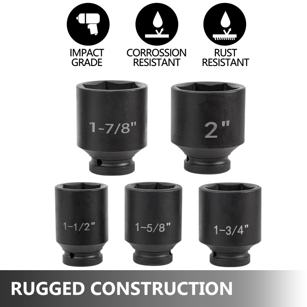 AMITOOLS Impact Socket Set 3/4 Inches 22 Piece Deep Impact Sockets, Socket Assortment 3/4 Inches Drive Socket Set Impact Standard SAE Sizes 7/8 Inches to 2 Inches Includes Adapters and Ratchet Handle