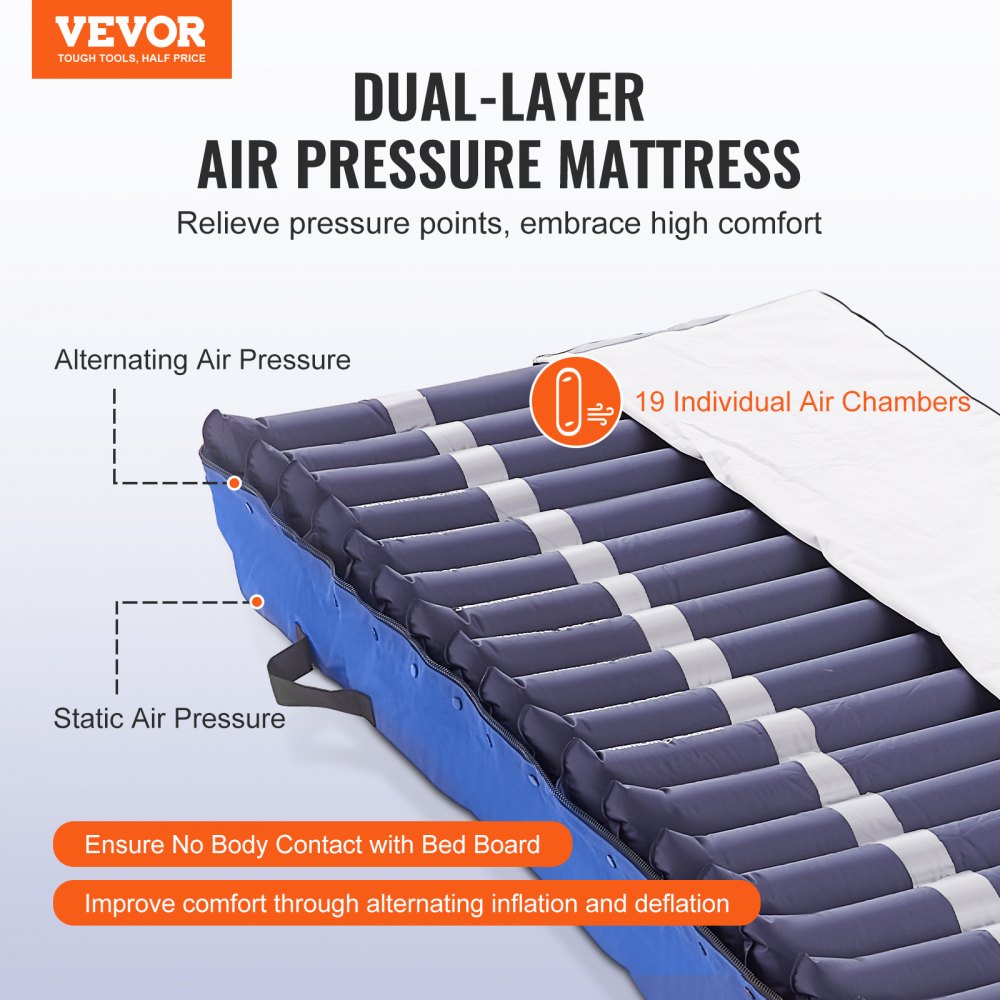 AMITOOLS Alternating Air Pressure Mattress, Dual-Layer Alternating Pressure Pad for Hospital Beds, 450LBS Loading Air Mattress for Bed Sores with Electric Quiet Pump, A, B-C Pressure Modes