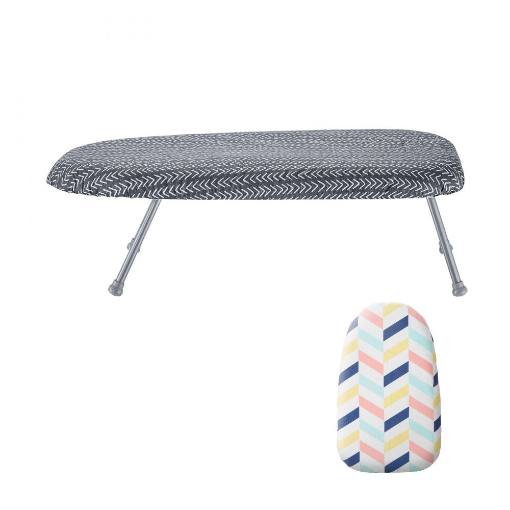 AMITOOLS Tabletop Ironing Board 23.4 x 14.4, Small Iron Board with Heat Resistant Cover and 100% Cotton Cover, Mini Ironing Board with 7mm Thickened Needle Cotton Layer for Small Spaces, Travel Use