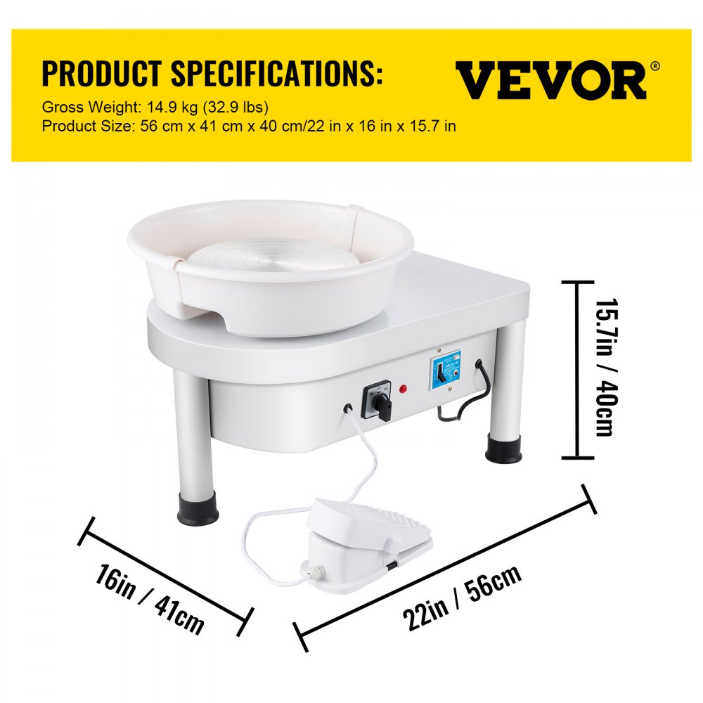 AMITOOLS280w 25cm Electric Pottery Wheel Ceramic Machine Work Clay Art Craft Diy 110v