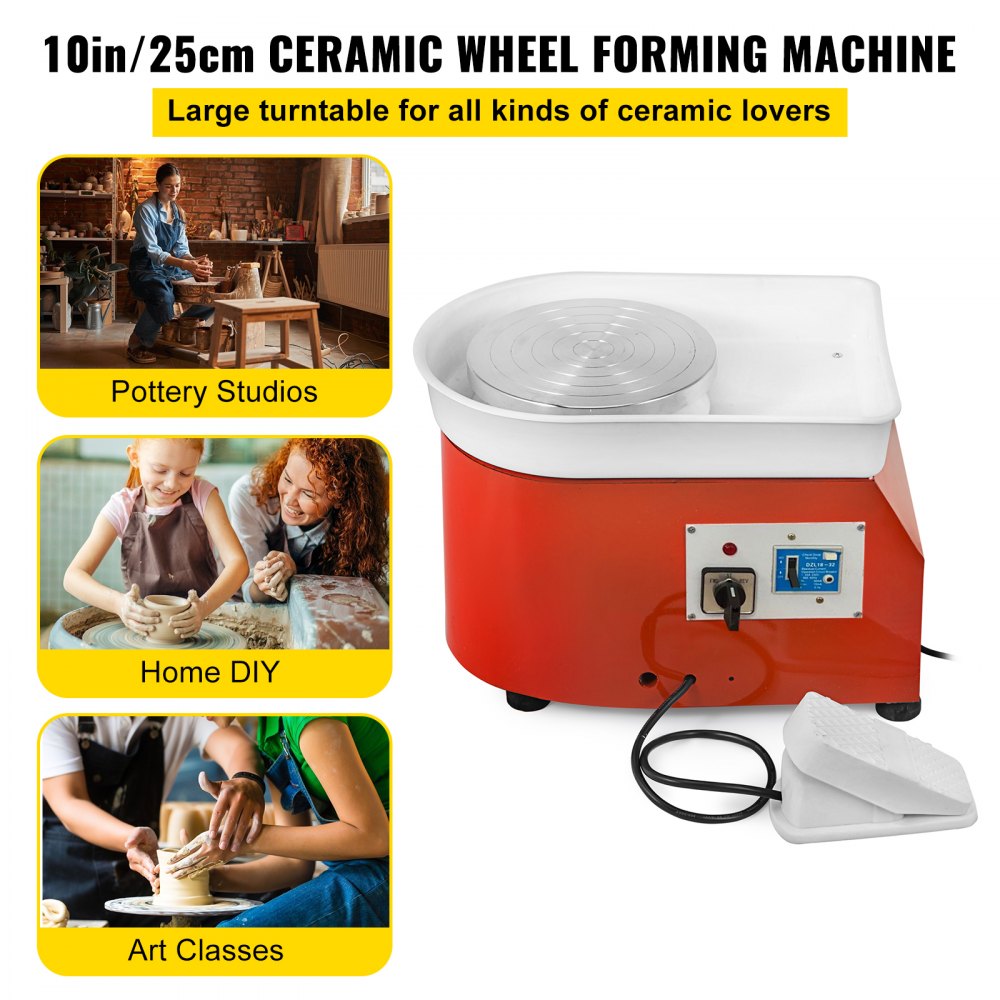 AMITOOLS Pottery Wheel 25cm Pottery Forming Machine with Sculpting Set Adjustable Feet Ceramic Pottery Wheel 280W Art Craft DIY Clay Tool for Ceramic Work Ceramics Clay