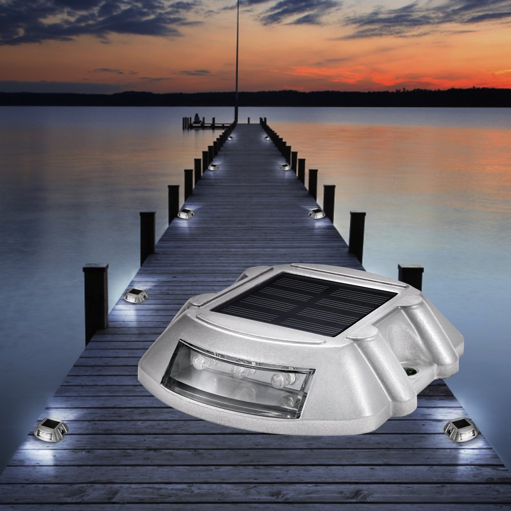 AMITOOLS Driveway Lights 4-Pack Solar Driveway Lights Bright White with Screw Solar Deck Lights Outdoor Waterproof Wireless Dock Lights 6 LEDs for Path Warning Garden Walkway Sidewalk Steps