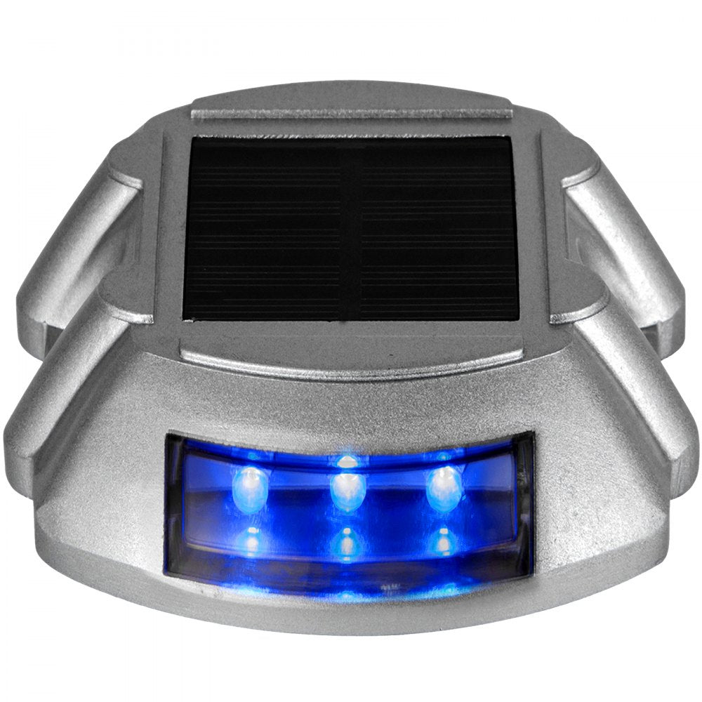 AMITOOLS Driveway Lights 8-Pack Solar Driveway Lights Bright Blue Solar Deck Lights Outdoor Waterproof Wireless Dock Lights 6 LEDs for Deck Dock Driveway Path Warning Garden Walkway Sidewalk Steps