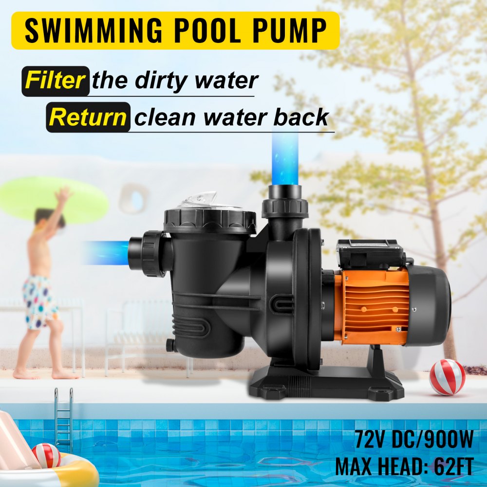 AMITOOLS Pool Pump Swimming Pool Pump 72V DC/900W Solar Water Pump 62 FT/92 GPM