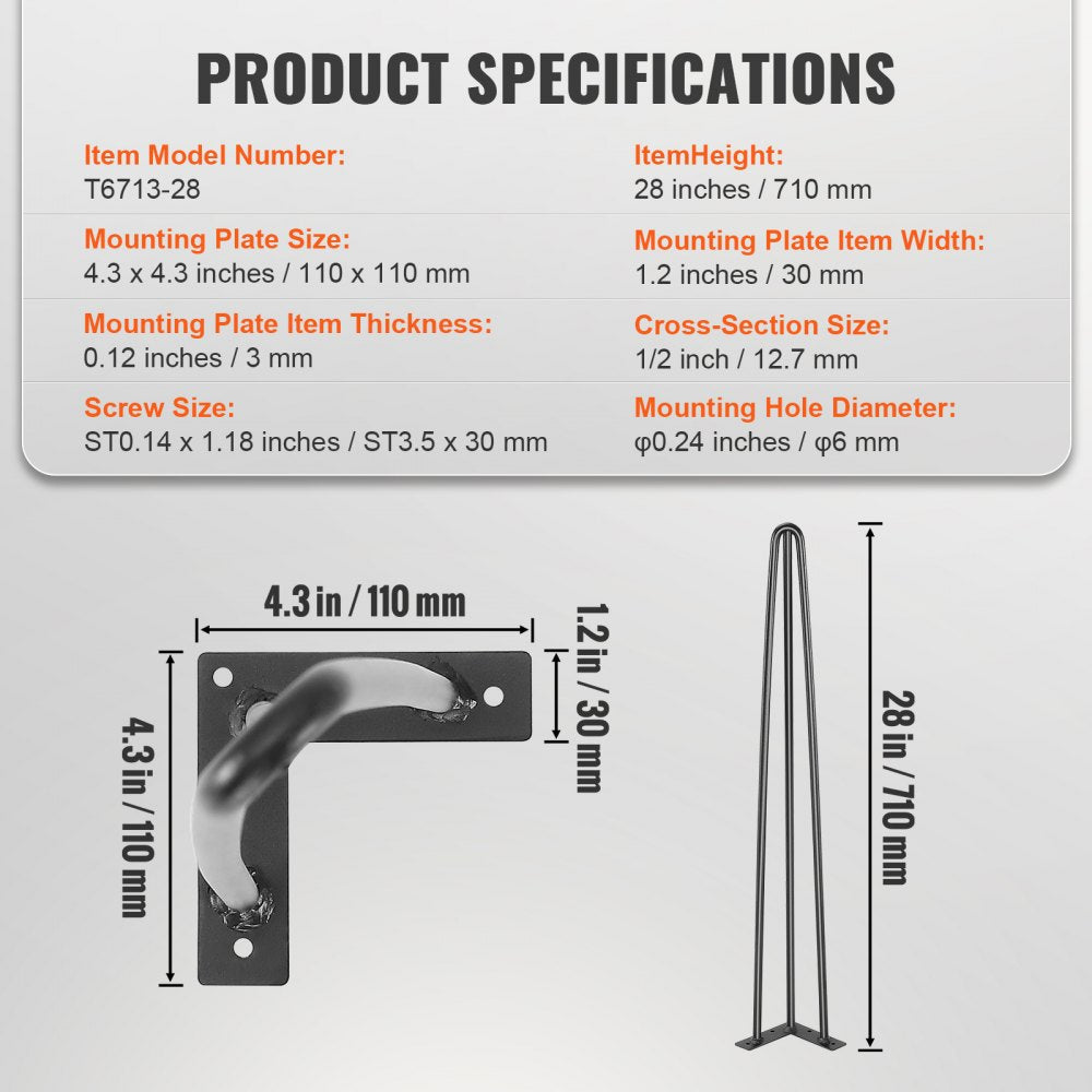 AMITOOLS Hairpin Table Legs 28