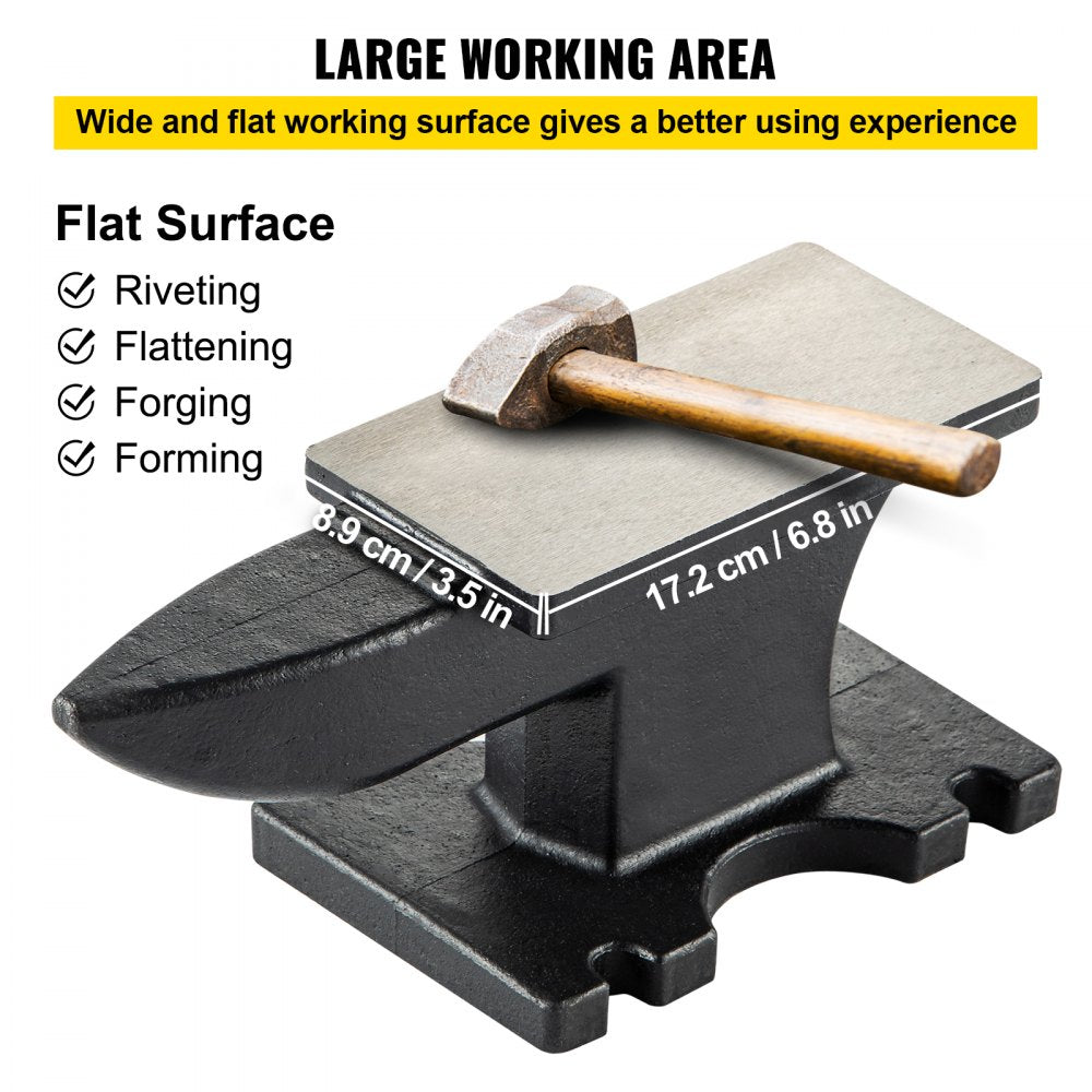 AMITOOLS Cast Iron Anvil, 25 Lbs(11kg) Single Horn Anvil with 6.8 x 3.5 inch Countertop and Stable Base, High Hardness Rugged Round Horn Anvil Blacksmith, for Bending, Shaping