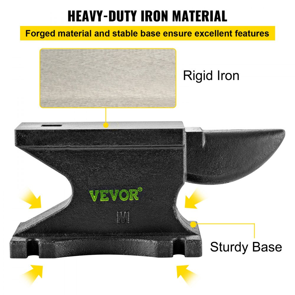 AMITOOLS Cast Iron Anvil, 100 Lbs(45kg) Single Horn Anvil with 10.4 x 5 in Countertop and Stable Base, High Hardness Rugged Round Horn Anvil Blacksmith, for Bending, Shaping, Twisting