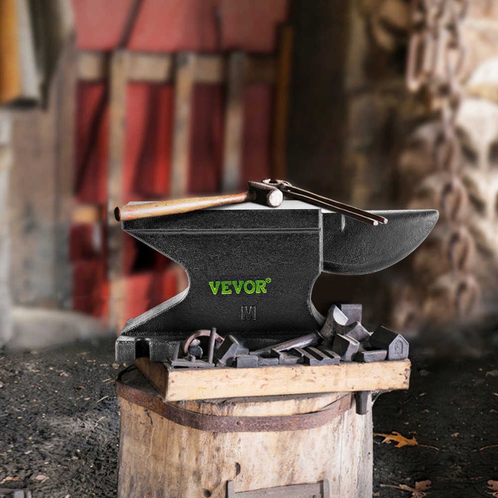 AMITOOLS Cast Iron Anvil, 100 Lbs(45kg) Single Horn Anvil with 10.4 x 5 in Countertop and Stable Base, High Hardness Rugged Round Horn Anvil Blacksmith, for Bending, Shaping, Twisting