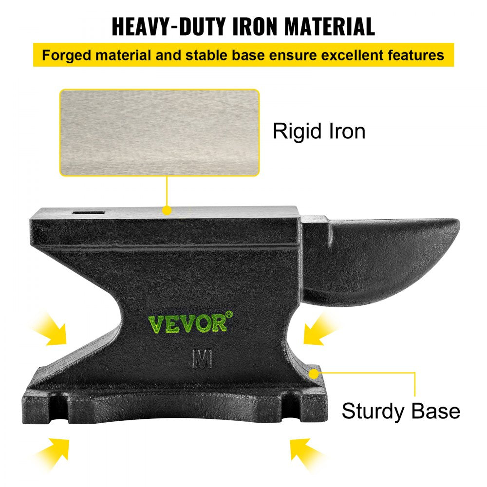 AMITOOLS Cast Iron Anvil, 55 Lbs(25kg) Single Horn Anvil with 8.6 x 4.1 inch Countertop and Stable Base, High Hardness Rugged Round Horn Anvil Blacksmith, for Bending, Shaping, Twisting