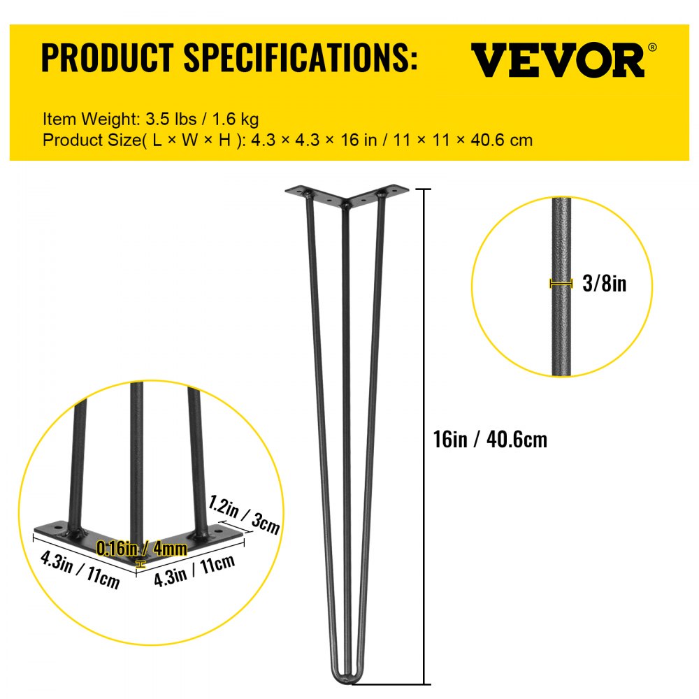 AMITOOLS Hairpin Table Legs 16