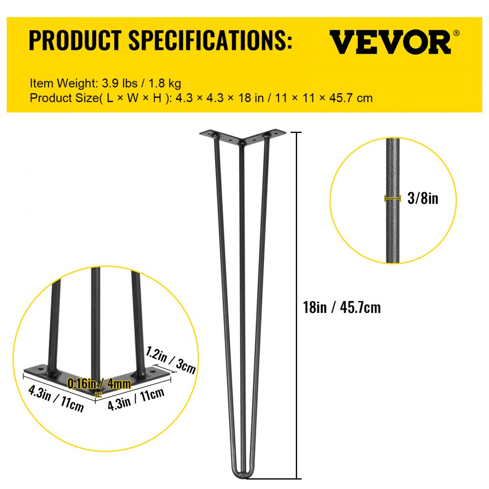 AMITOOLS Hairpin Table Legs 18