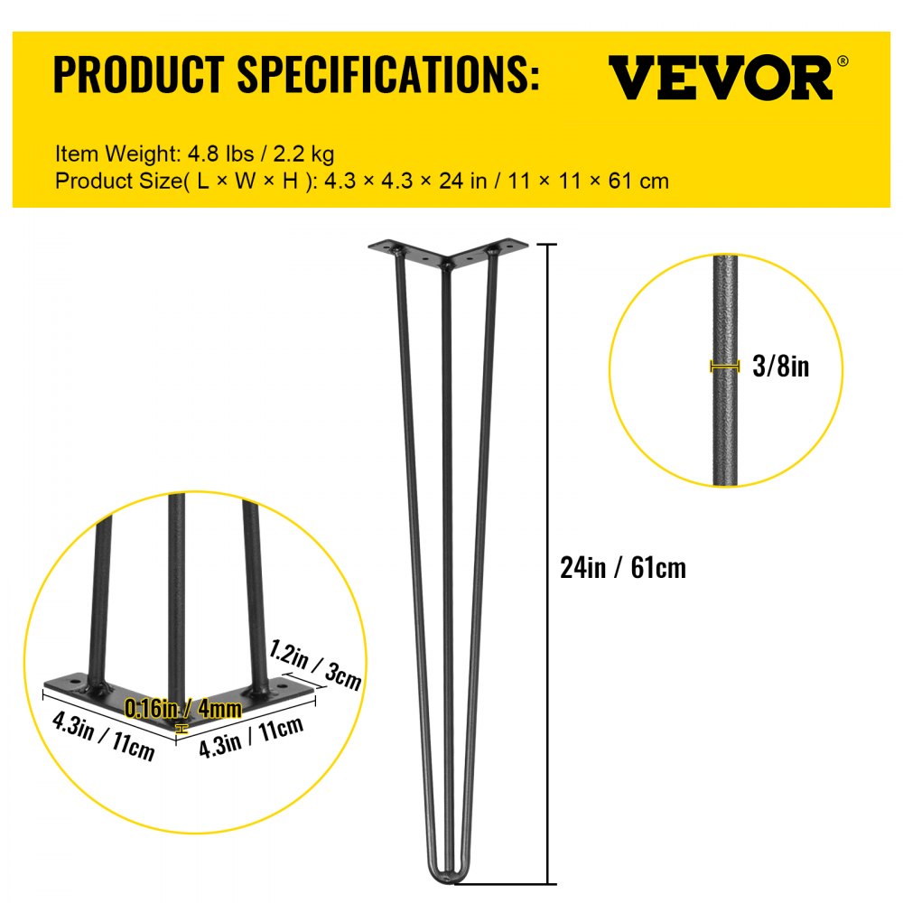 AMITOOLS Hairpin Table Legs 24