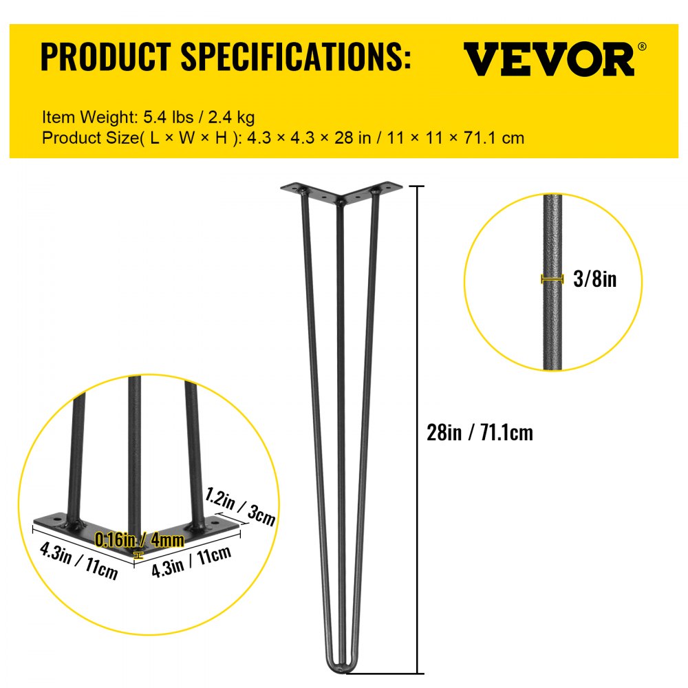 AMITOOLS Hairpin Table Legs 28