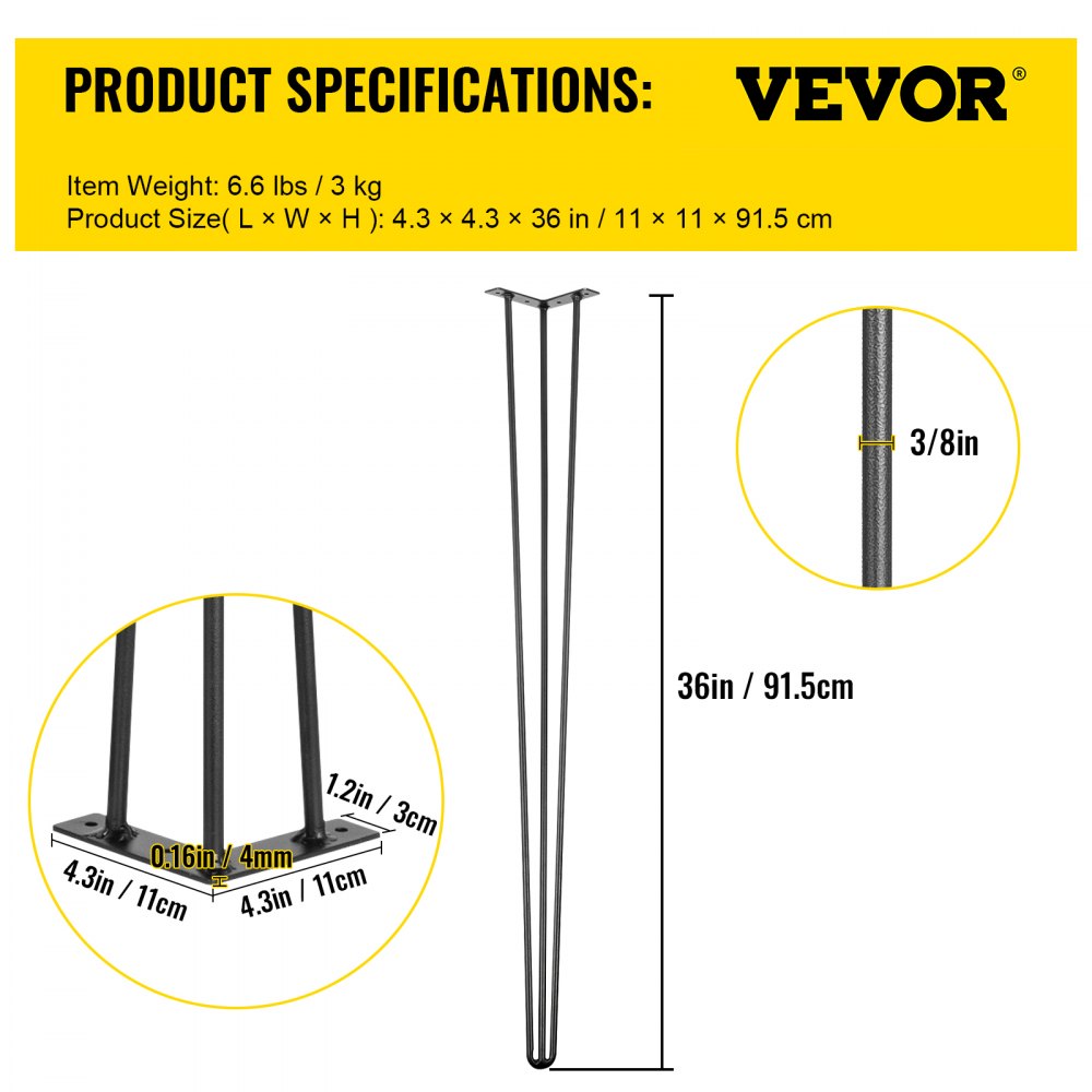 AMITOOLS Hairpin Table Legs 36